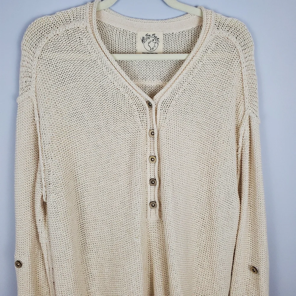 Free People We The Free Firefly Knit Tunic Top Sweater Size Small Cream